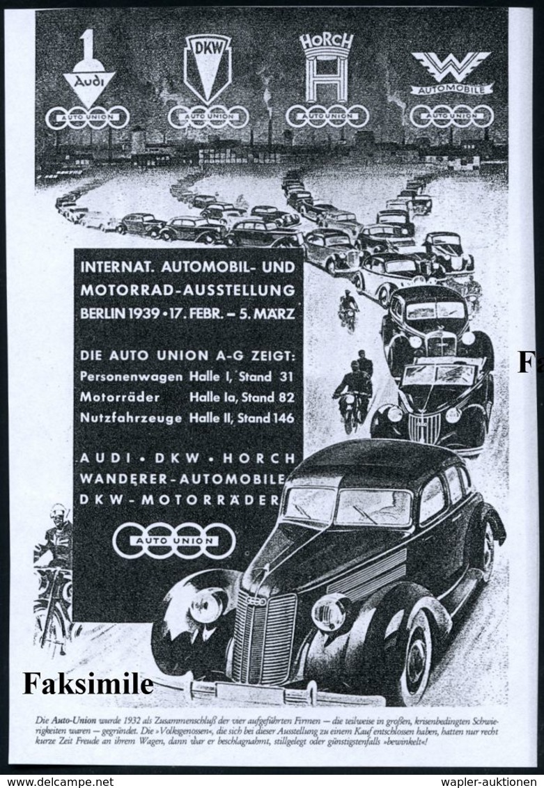 CHEMNITZ 1/ AUTO/ UNION/ A-G 1941 (27.2.) AFS 082 Pf. + RZ: Chemnitz 4/a A , Firmen-Bf.: AUTO UNION (4 Ringe) = Herstell - Autres & Non Classés