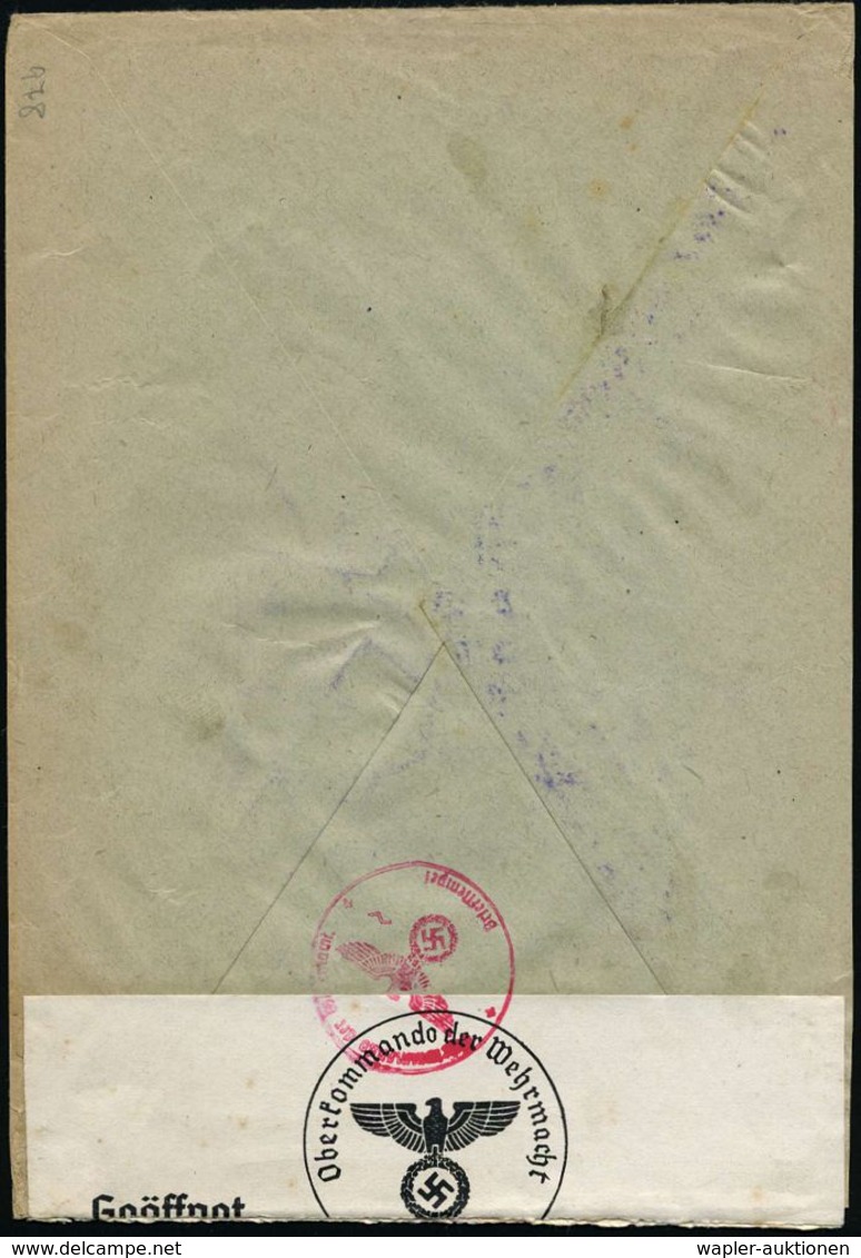 KLEIN-WITTENBERG/ (ELBE) 1941 (19.5.) AFS 025 Pf. Ohne Werbeklischee + OKW-Zensur-Streifen + Roter 1K: "b" (= Berlin, Ri - Otros & Sin Clasificación