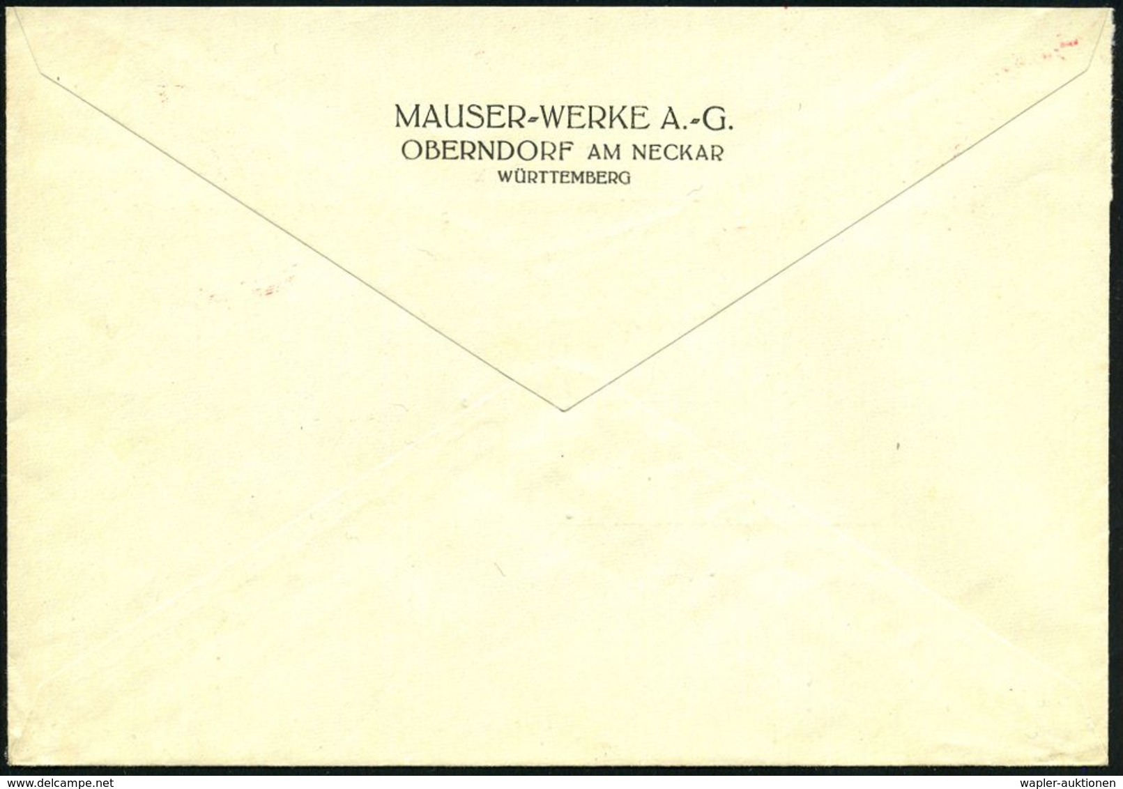 OBERNDORF (NECKAR)/ PRÄZISIONS-/ WAFFEN/ MAUSER.. 1938 (28.9.) AFS (Logo) Rs. Abs.-Vordr., = Hersteller Pistole 08, Kara - Sonstige & Ohne Zuordnung