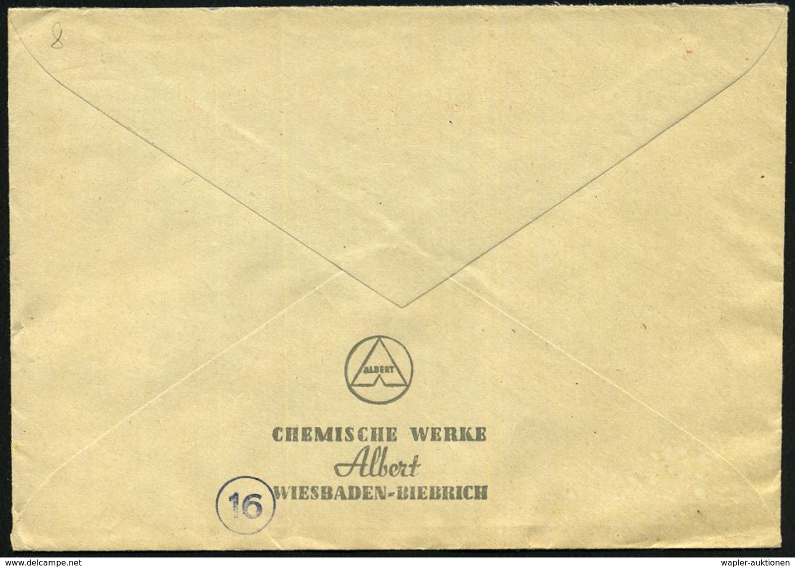 WIESBADEN-BIEBRICH/ Chemische Werke/ ALBERT 1944 (22.7.) AFS (Monogr.-Logo) Rs. Motivgl. Abs.-Vordr. + Zugestempelte PLG - Andere & Zonder Classificatie