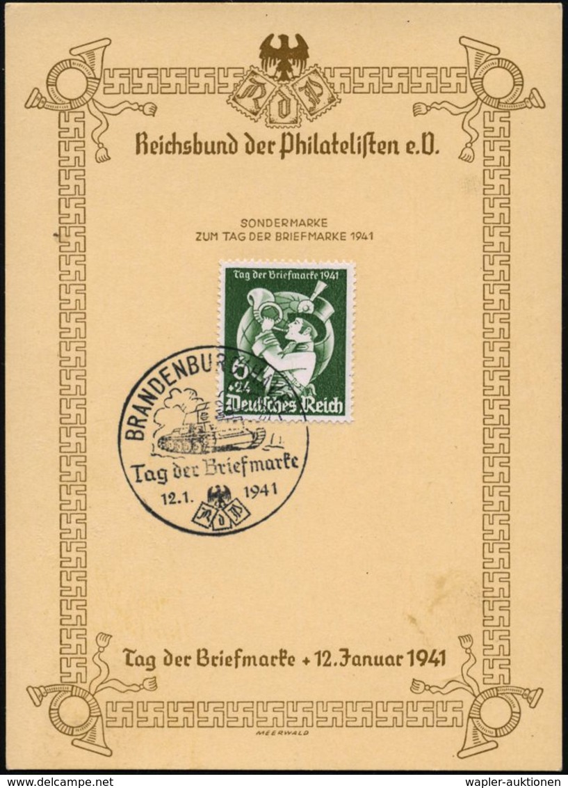 BRANDENBURG (HAVEL)/ Tag D.Briefmarke 1941 (12.1.) SSt = Panzer II Auf 6 + 24 Pf. Tag D.Briefmarke (Mi.762) Auf Entspr.  - 2. Weltkrieg