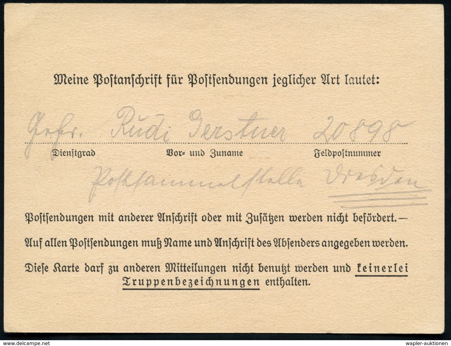 DEUTSCHES REICH 1939 (5.9.) 1K: FELDPOST/b/167 Mit Taktischer Nr. (Mi.62,+ 20.-EUR) Vom 5. Kriegstag Als Feldpost-Nr.-Be - 2. Weltkrieg