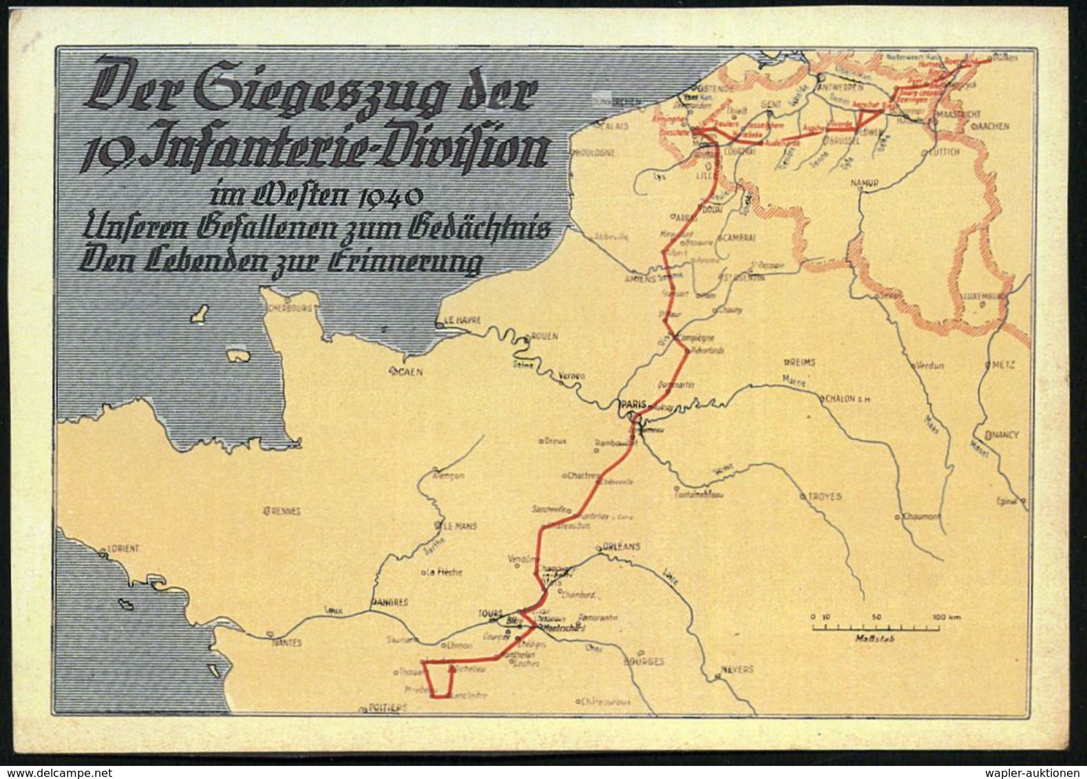 DEUTSCHES REICH 1940 (8.3.) Stumme 1K-Brücke = Tarnstempel + Rs. Hs. Fp.-Nr.: 15 411 = Inf. Rgt. 74 (19. Inf.-Div.) Feld - 2. Weltkrieg