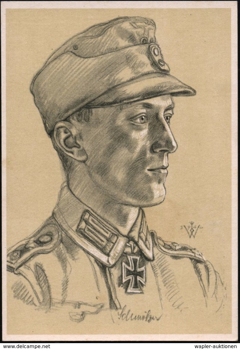 DEUTSCHES REICH 1943 VDA-Künstler-Ak.: Ritterkreuzträger.. Schmölzer Gebirgsjäger V. W. Willrich (überdruckter Alter + N - Guerre Mondiale (Seconde)