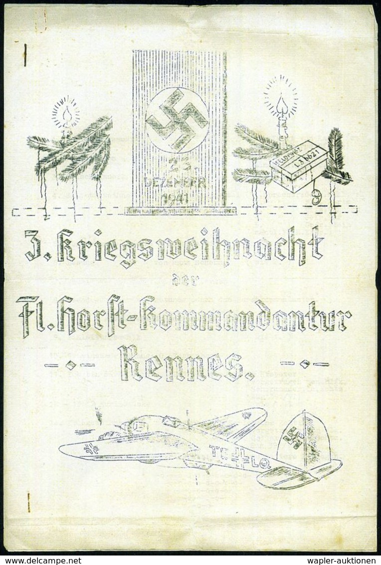 DT.BES.FRANKREICH 1941 (23.12.) Programm: 3. Kriegsweihnacht Der Fl.(ieger)Horst-Kommandantur Rennes, Fp.Nr. L 36621 = K - 2. Weltkrieg