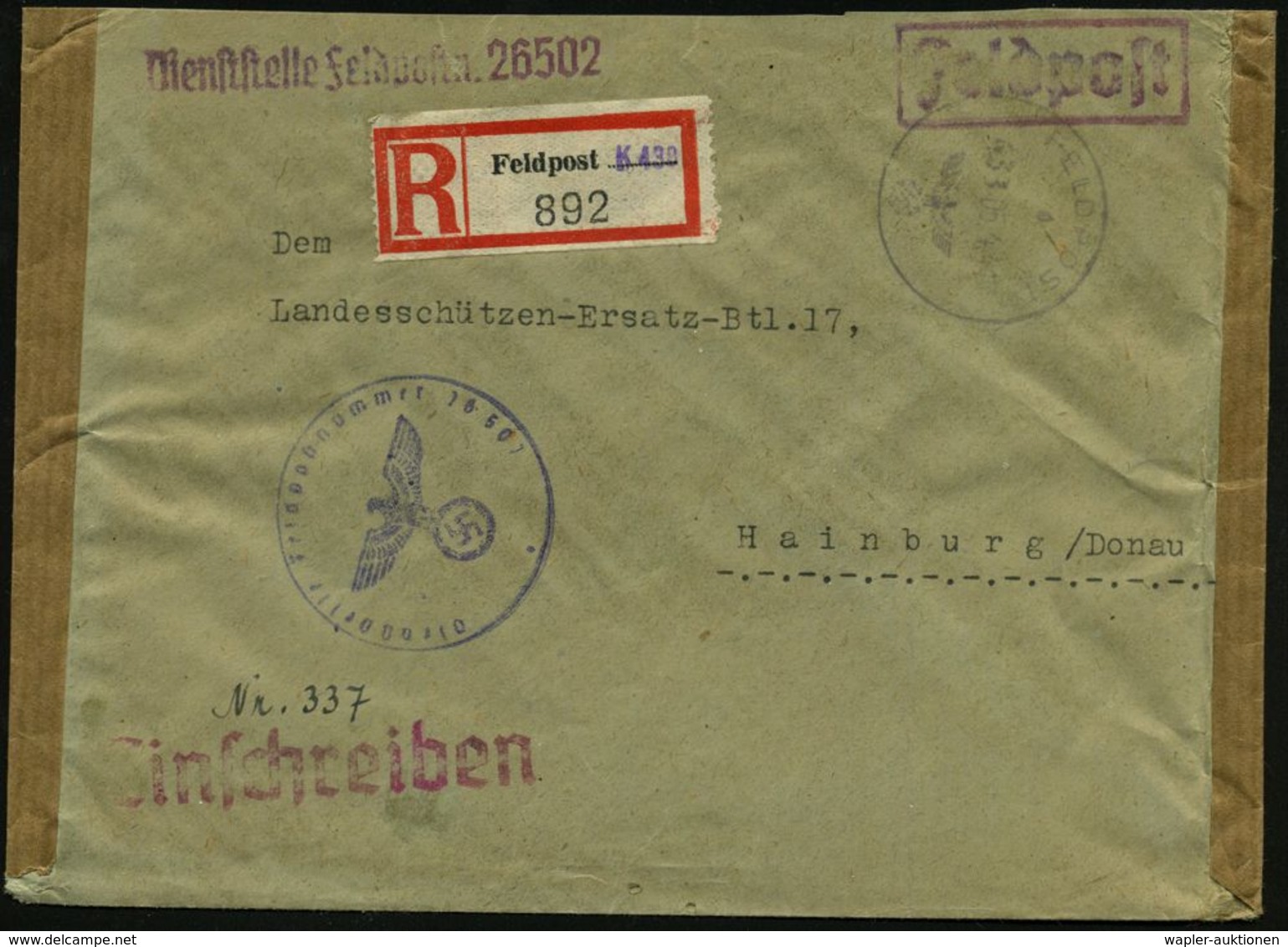 RUMÄNIEN /  DEUTSCHES REICH 1944 (5.4.) 1K Mit Taktischer Nr.: FELDPOST/a/ 4 3 0  + Provis. Feldpost-RZ: Feldpost K 430  - Guerre Mondiale (Seconde)