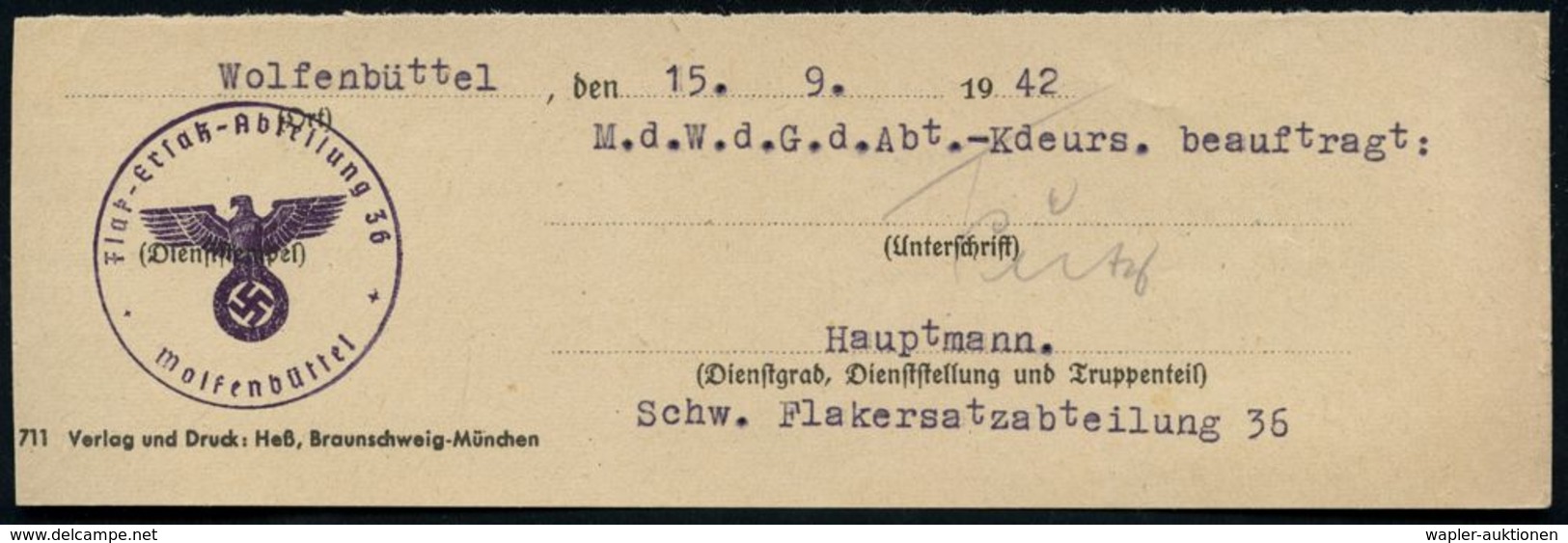 Wolfenbüttel 1941/43 WOLFENBÜTTEL/f Bzw. HWSt.: WOLFENBÜTTEL/Anmutige Gärten.. (Bo.4, 1943 Unbekannt!) + 7 Meist Verschi - WO2