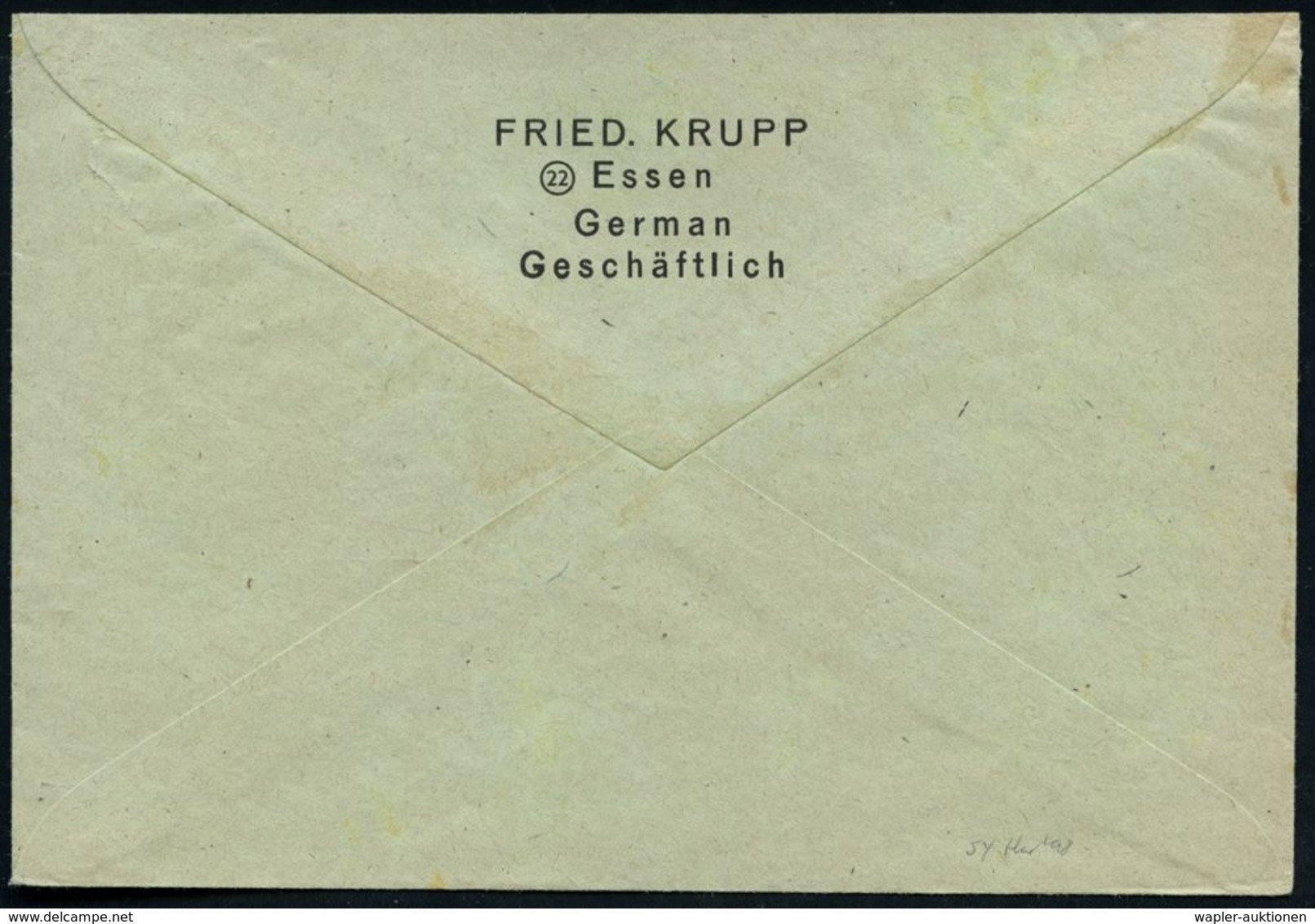 ESSEN 1/ Fried.Krupp 1946 (18.4.) Aptierter AFS (Firmen-Logo: 3 Ringe) + Rs. Abs.-Vordruck = Ehem. Rüstungsbetrieb Unter - Altri & Non Classificati