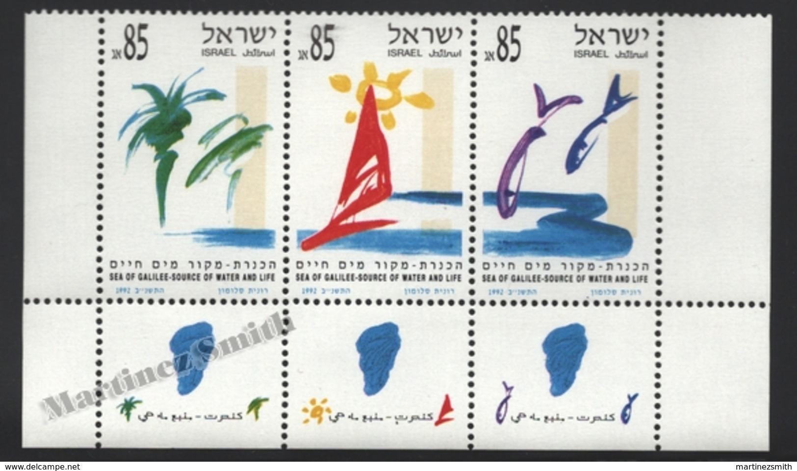 Israel 1992 Yv. 1158-60, Sea Of Galilee, Source Of Water & Life – Tab - MNH - Unused Stamps (with Tabs)