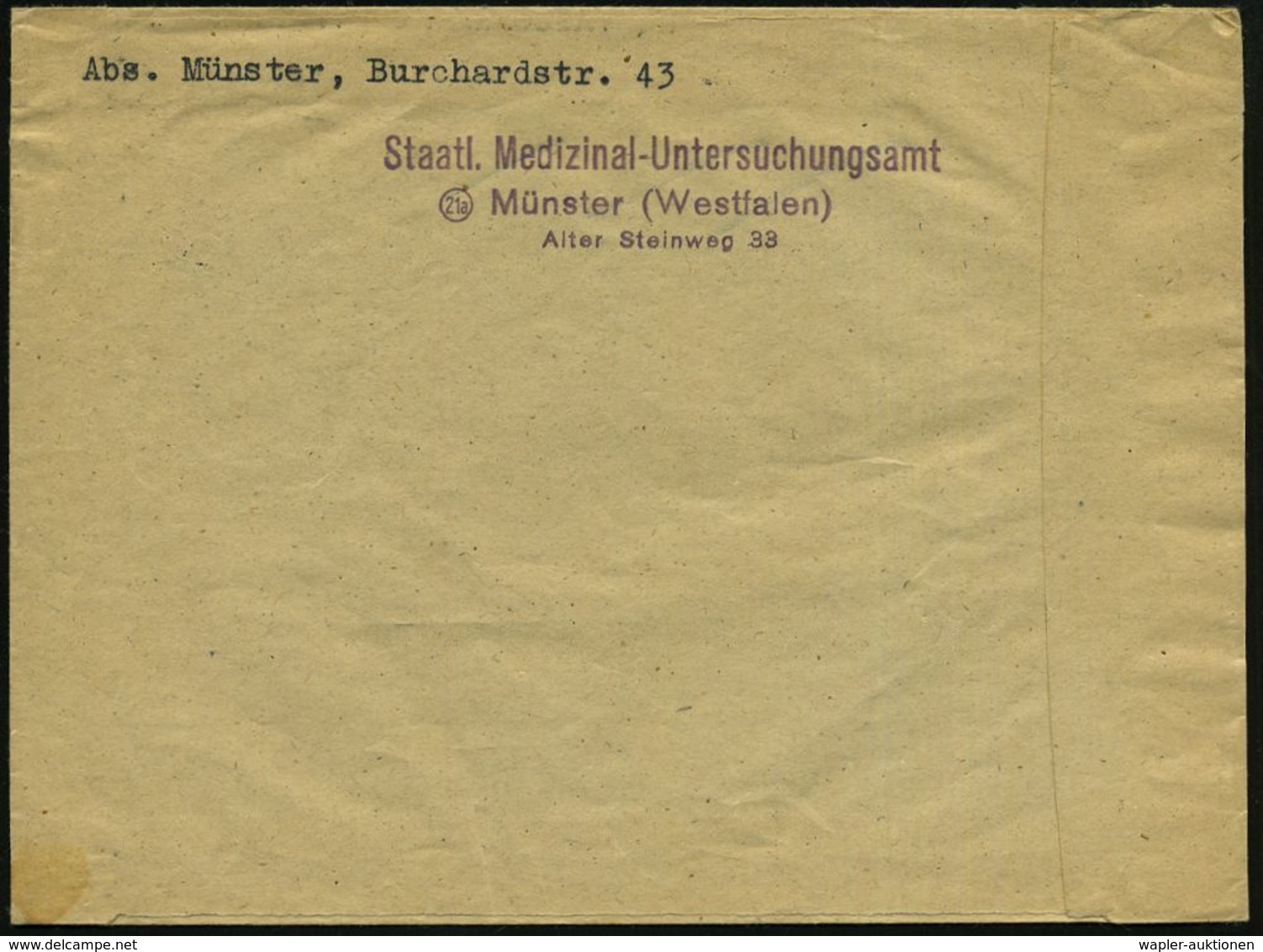 (21) MÜNSTER (WESTF) 2/ B/ Gedenke Der Opfer/ Des/ Nazi-Regimes 1947 (20.9.) Seltener MWSt , Rs. Abs.-3L: Staatl. Medizi - Autres & Non Classés