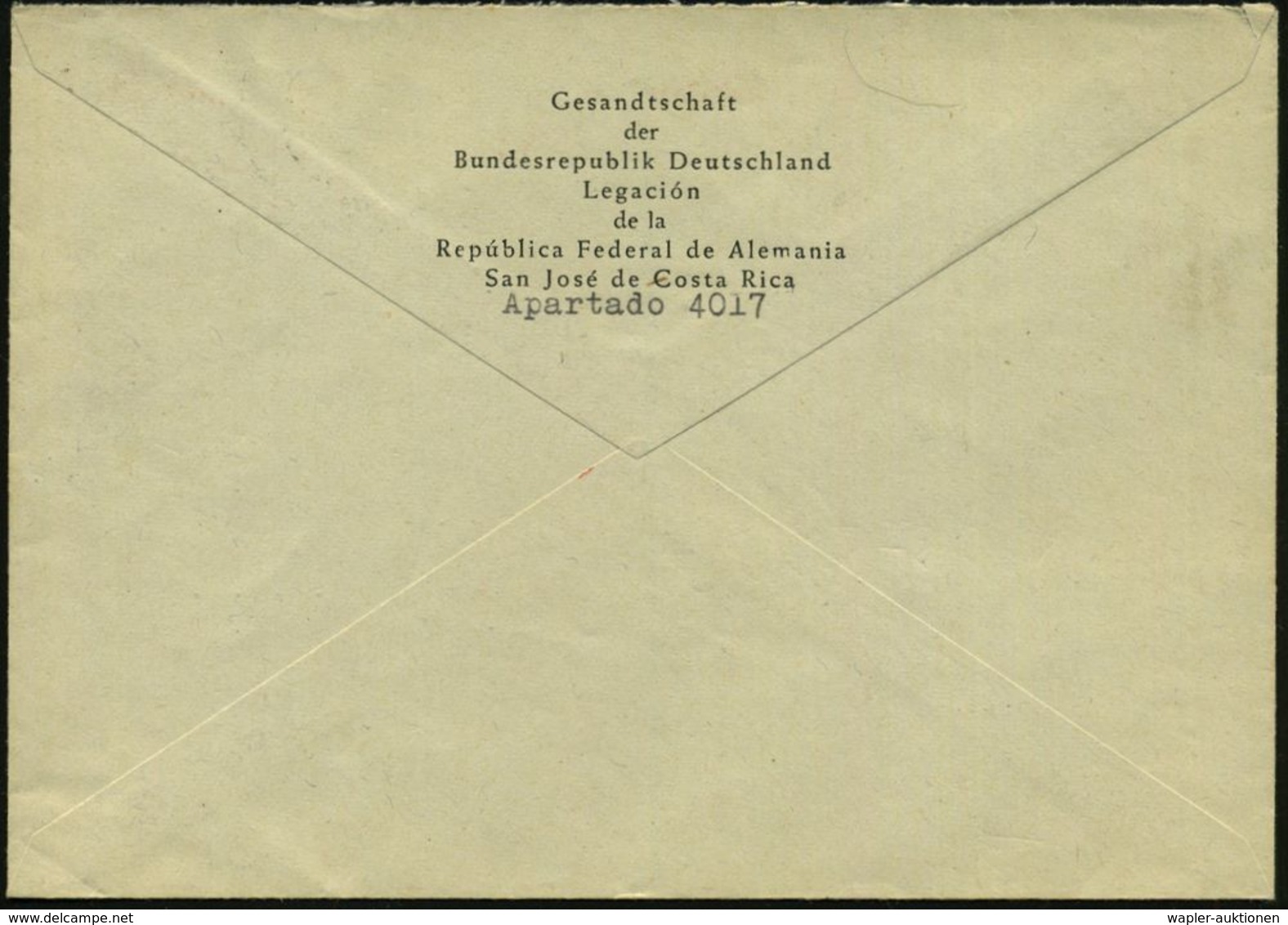 (22c) BONN 1/ AUSWÄRTIGES/ AMT 1953 (24.2.) AFS 020 Pf. = Inl.-Tarif U. Notoferbefreit! , Rs. Abs.-Vordr.: Gesandtschaft - Autres & Non Classés