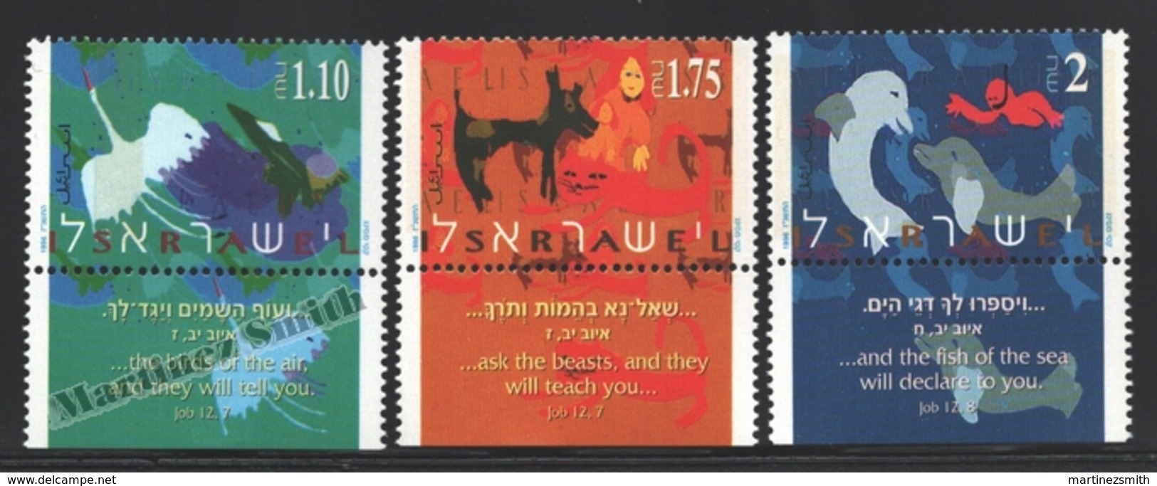 Israel 1996 Yv. 1346-48, Coesixtence Human & Animals – Tab - MNH - Nuevos (con Tab)