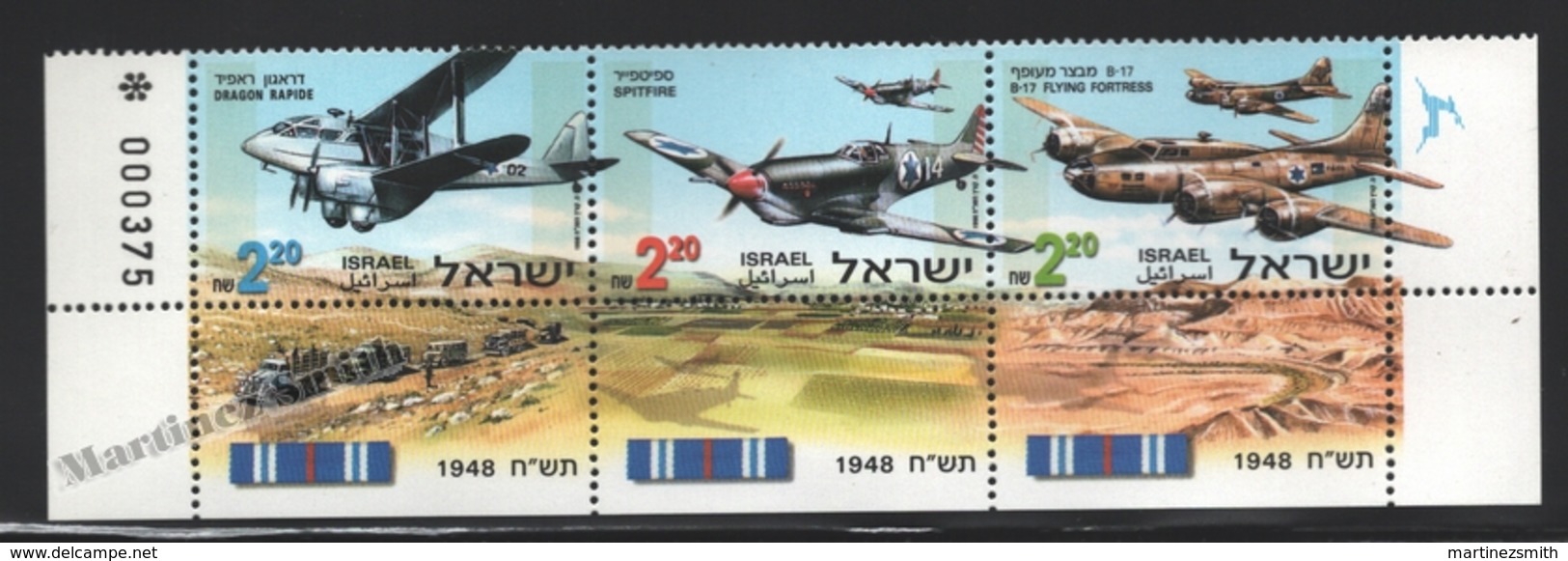 Israel 1998 Yv. 1405-07, War Planes Of The Independence War – Tab - MNH - Nuevos (con Tab)