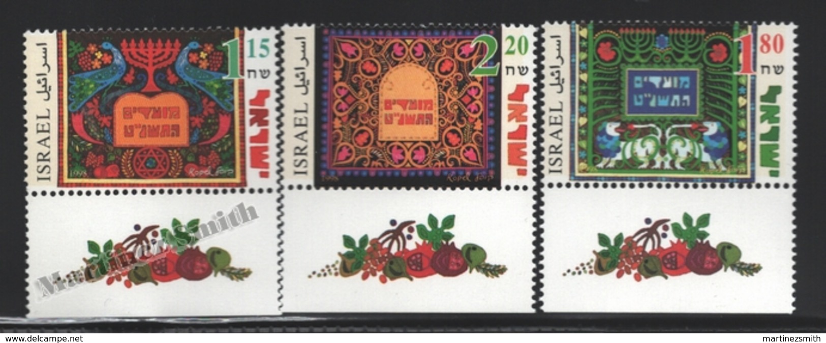Israel 1998 Yv. 1421-23, Festivity Stamps – Tab - MNH - Nuevos (con Tab)