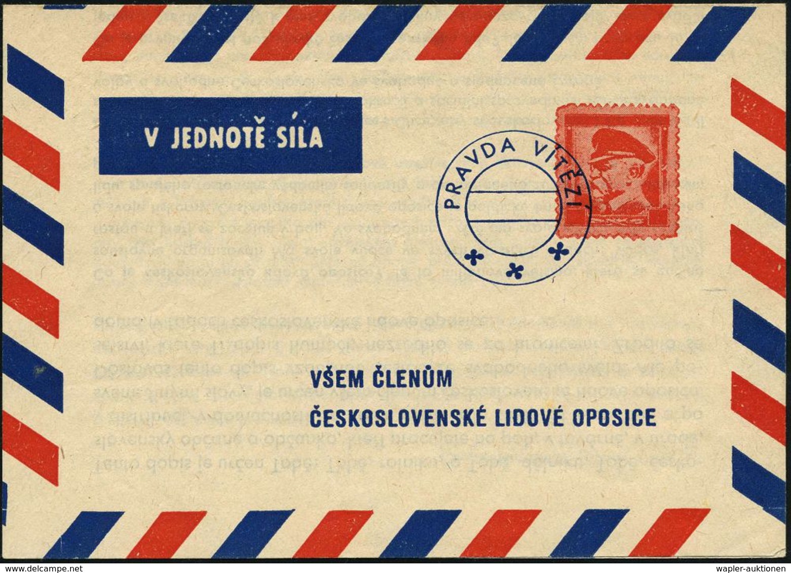 TSCHECHOSLOWAKEI /  ÖSTERREICH 1955 (ca.) Propaganda-Ballon-Flugblatt Aus Dem "Kalten Krieg" In Form Eines Aerogramms Mi - Altri & Non Classificati