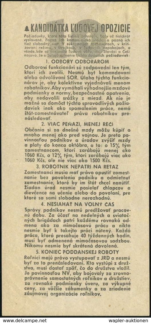 TSCHECHOSLOWAKEI /  ÖSTERREICH 1955 (ca.) Propaganda-Ballon-Flugblatt Aus Dem "Kalten Krieg" In Form Eines Aerogramms Mi - Altri & Non Classificati