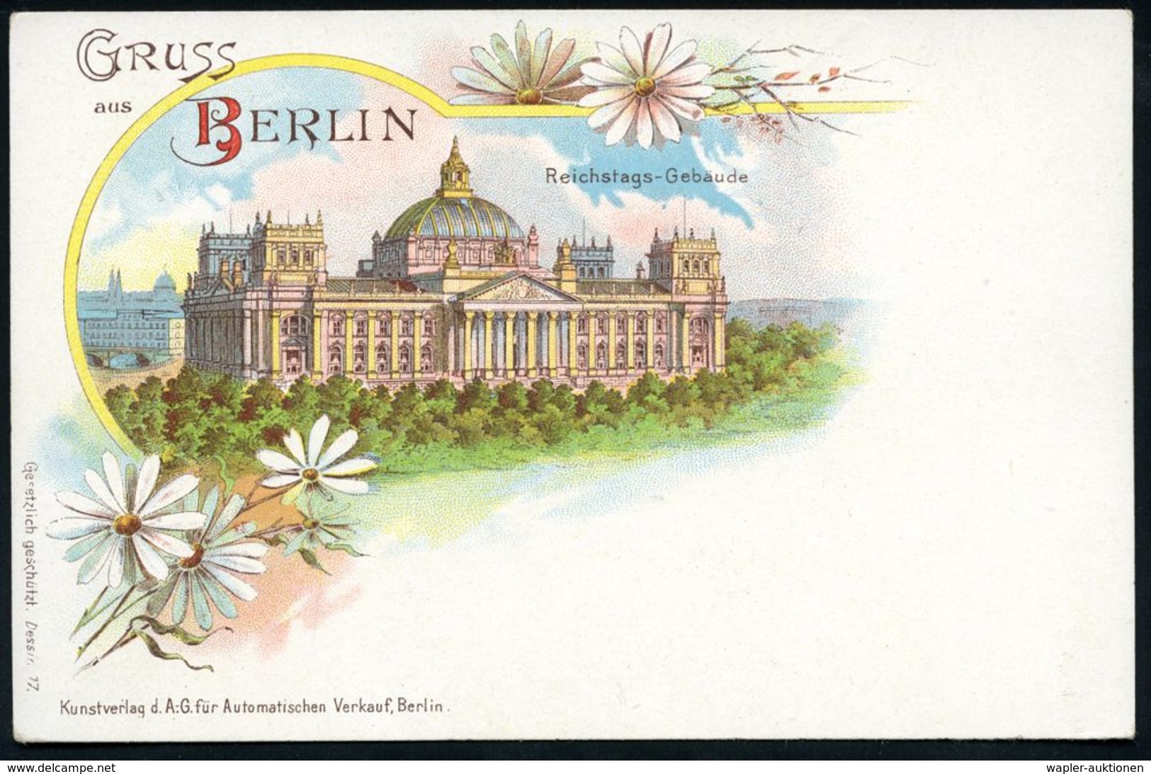 Berlin 1898 PP 5 Pf. Krone/Ziffer, Grün: GRUSS Aus BERLIN, Reichstags-Gebäude (A.G. Für Automatischen Verkauf = Aus Post - Altri & Non Classificati