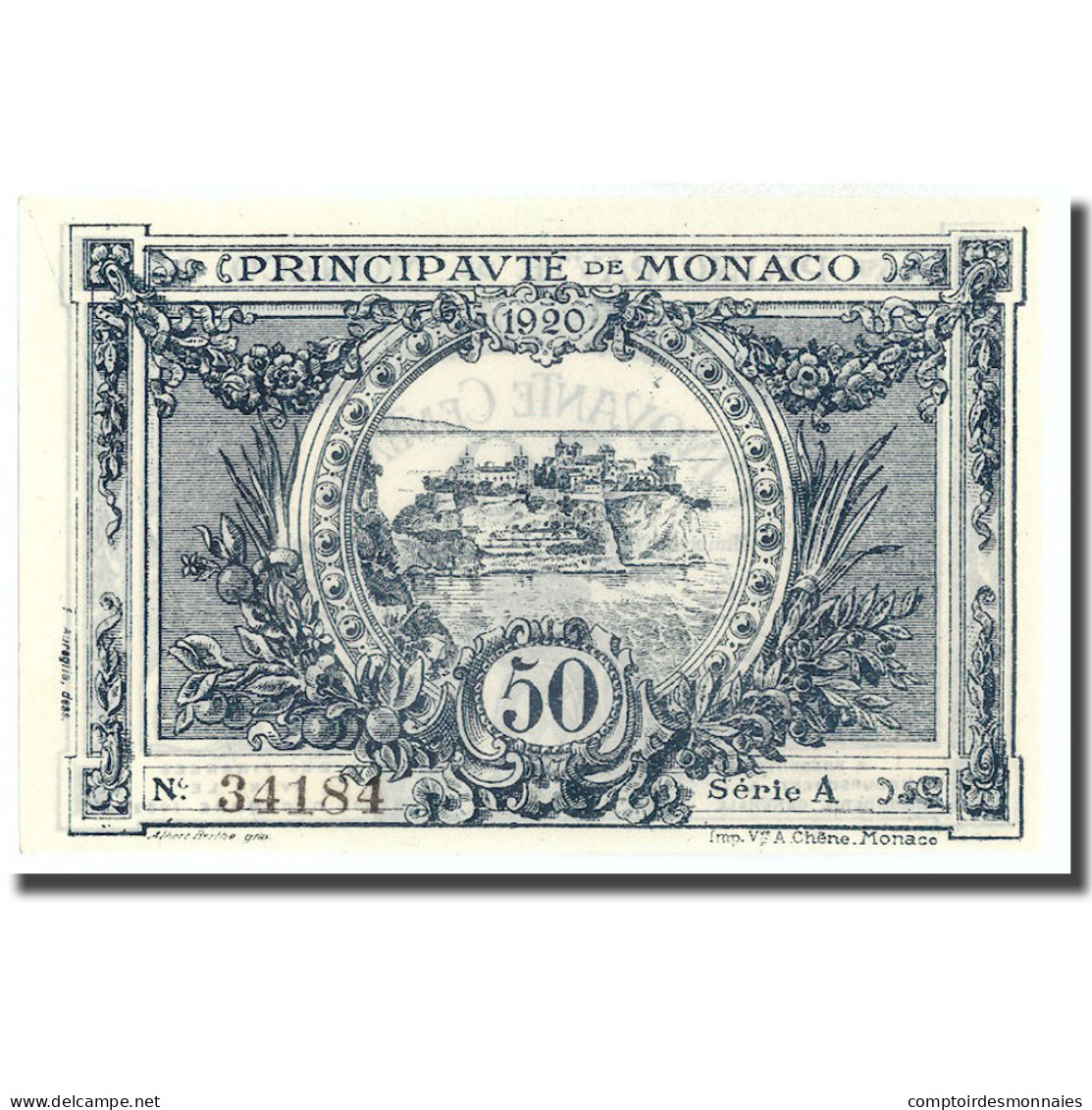 Billet, Monaco, 50 Centimes, 1920, 1920-03-20, KM:3a, NEUF - Monaco