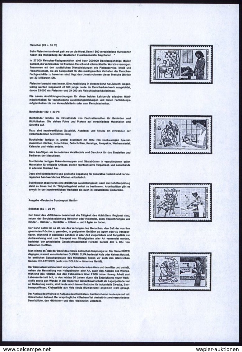 B.R.D. 1987 (Apr.) 80 + 40 Pf. Jugend = Buchbinder Mit Amtl. Handstempel  "M U S T E R" (Motiv Mittelalterl. U. Moderner - Zonder Classificatie