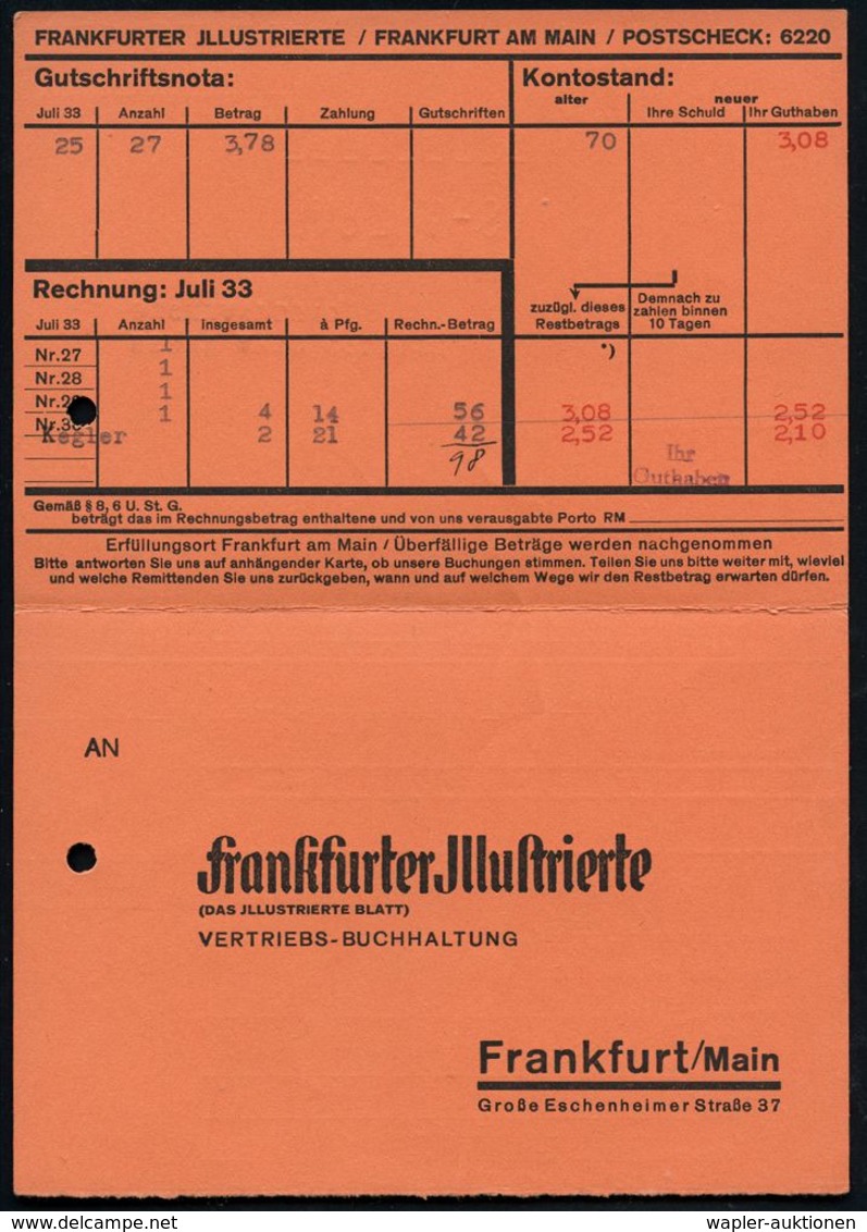 FRANKFURT (MAIN)/ 1/ Das Jllustrierte Blatt 1933 (12.8.) AFS = Frankfurter Zeitung,  V O R  Dem Reichpresse-Gesetz Okt.  - Non Classificati