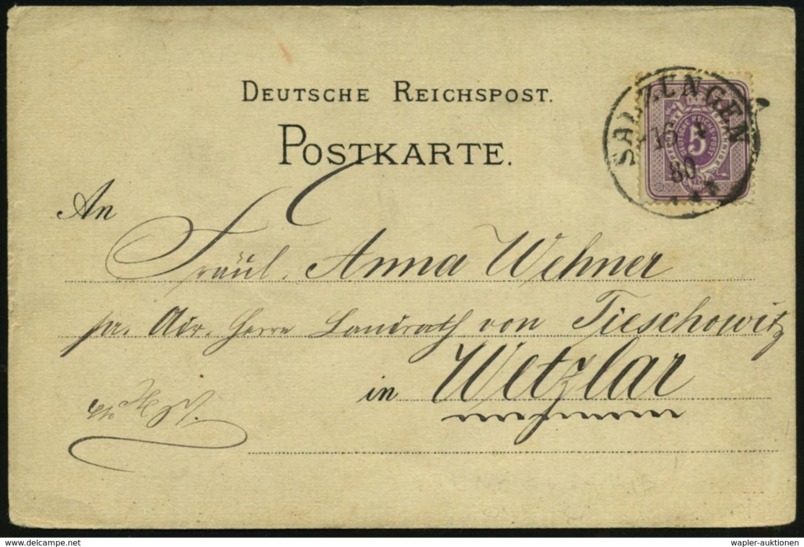 Bad Salzungen 1880 (16.4.) Frühe Steno-Reklame-Ak.: Correspondirende Stenographische Welt (Zierband Mit Steno U. Gabelsb - Zonder Classificatie