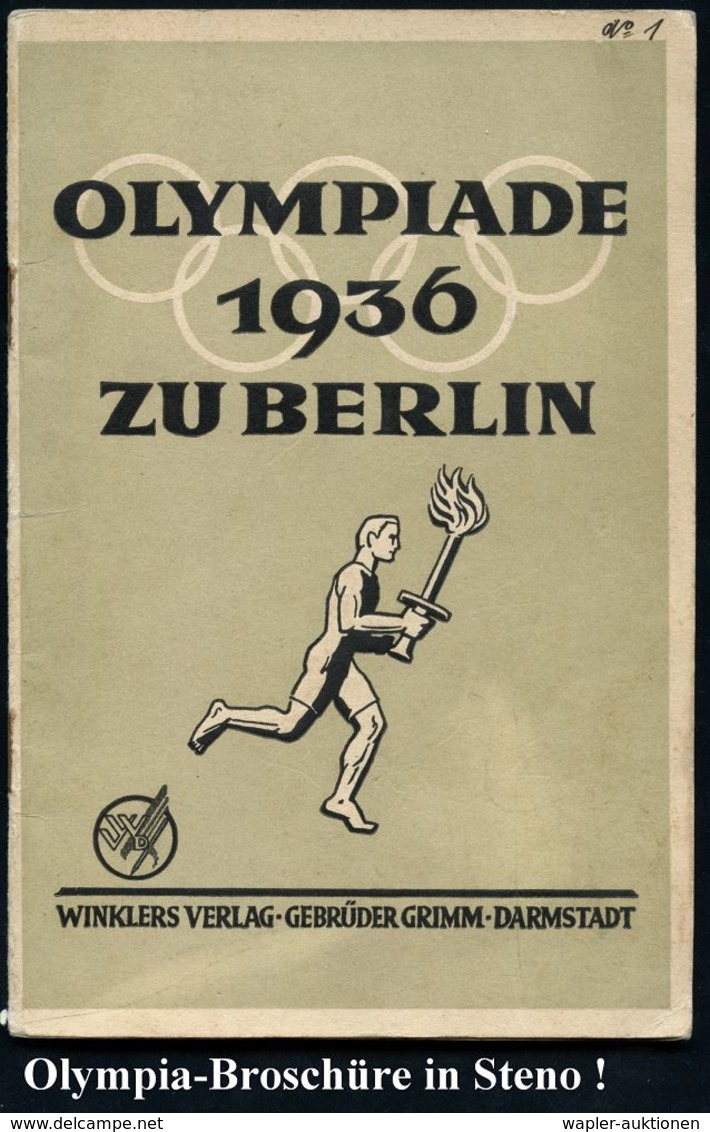 Berlin 1936 (Jan.) Illustrierte Broschüre "OLYMPIADE 1936 ZU BERLIN", Winklers Verlag Gebr. Grimm48 Seiten (Darmstadt) T - Non Classés