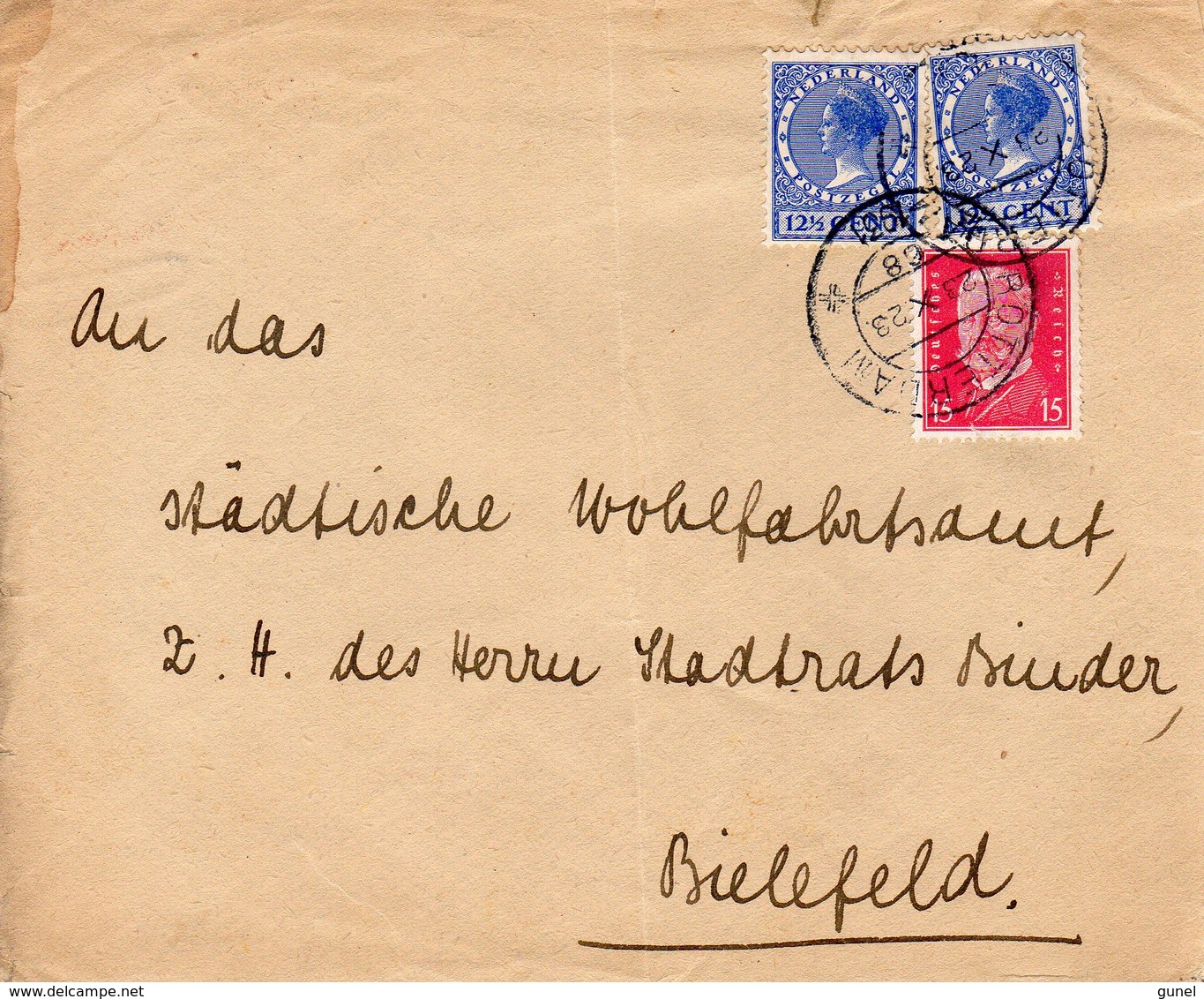 23.X.1931 Brief Rotterdam Naar Bielefeld Met Mengfrankering Nederland/Duitsland - Lettres & Documents