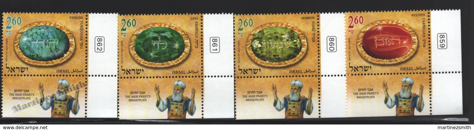 Israel 2012  Yv. 2176-79, The High Priests Breastplates, Gems – Tab - MNH - Nuevos (con Tab)