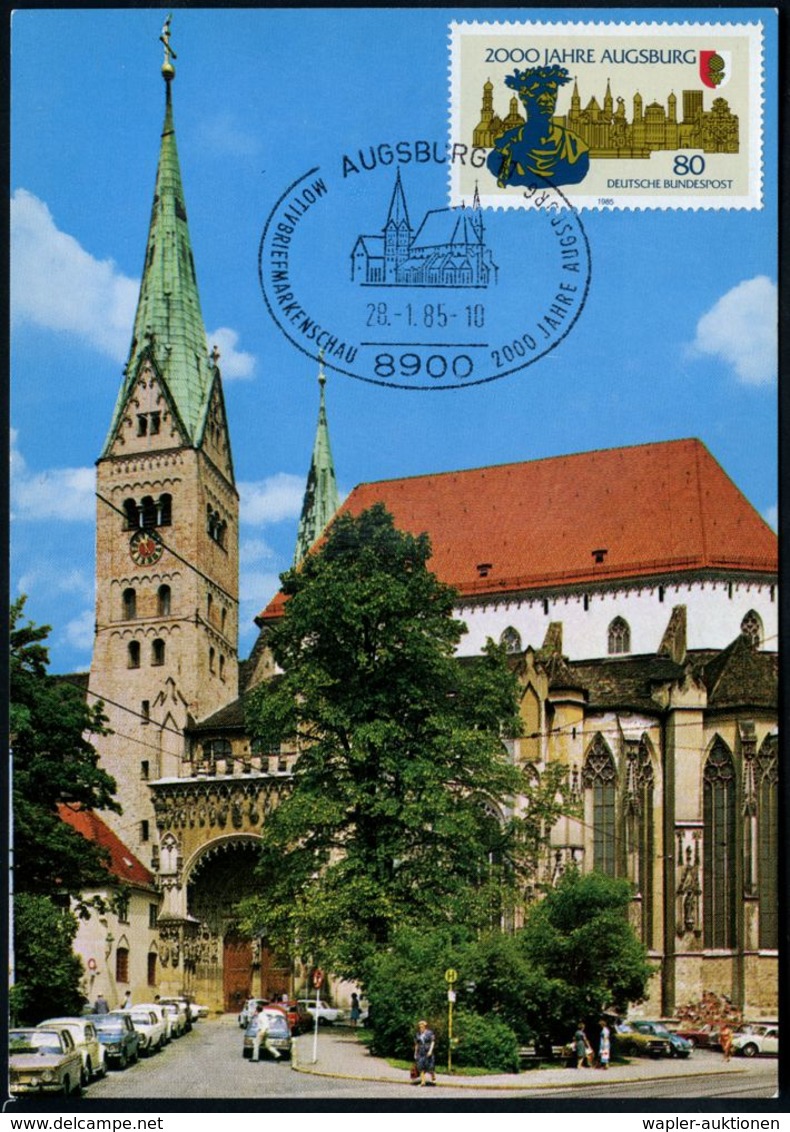 8900 AUGSBURG 11/ ..2000 JAHRE AUGSBURG 1985 (28.1.) SSt (Dom) 2x Auf EF 80 Pf. "2000 Jahre Augsburg", Kaiser Augustus ( - Andere & Zonder Classificatie