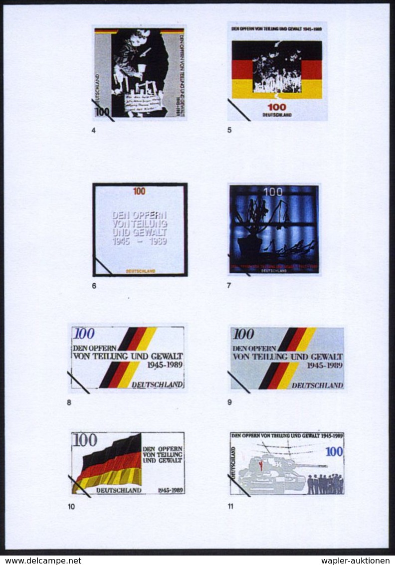 B.R.D. 1995 (Juni) 100 Pf. "Den Opfern Von Teilung U. Gewalt 1945-89", 61 Verschied. Color-Alternativ-Entwürfe Der Bunde - Other & Unclassified