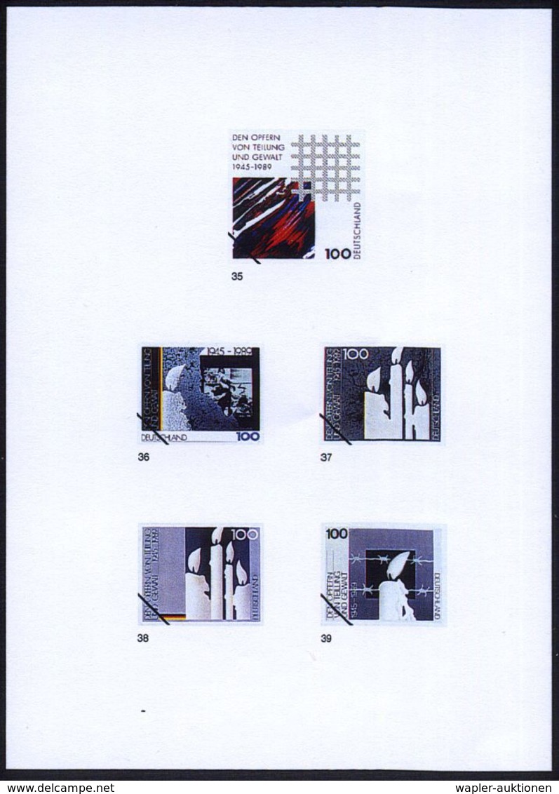 B.R.D. 1995 (Juni) 100 Pf. "Den Opfern Von Teilung U. Gewalt 1945-89", 61 Verschied. Color-Alternativ-Entwürfe Der Bunde - Altri & Non Classificati