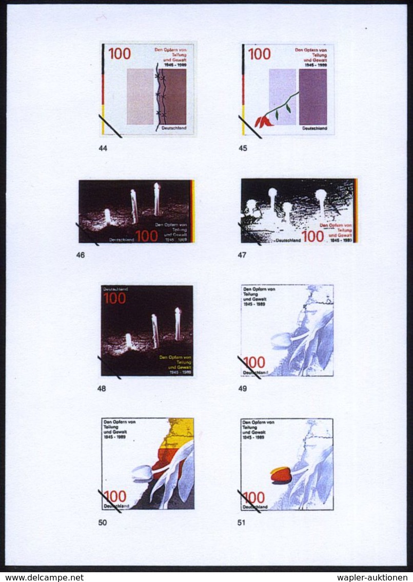 B.R.D. 1995 (Juni) 100 Pf. "Den Opfern Von Teilung U. Gewalt 1945-89", 61 Verschied. Color-Alternativ-Entwürfe Der Bunde - Andere & Zonder Classificatie