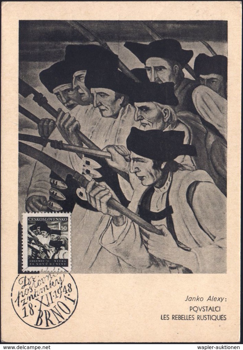 TSCHECHOSLOWAKEI 1948 (18.12.) 1,50 Kc. "100 Jahre Aufhebung Der Leibeigenschaft" = Bauernaufstand (Gemälde V. Janko Ale - Andere & Zonder Classificatie