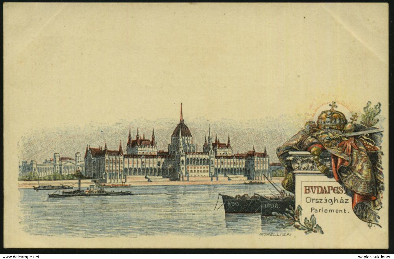 UNGARN 1896 2 F. BiP, Braun: "1000-Jahrfeier Ungarn" = Ungar. Parlament (mit Donau U. Raddampfer, Königskrone, Reichsapf - Andere & Zonder Classificatie