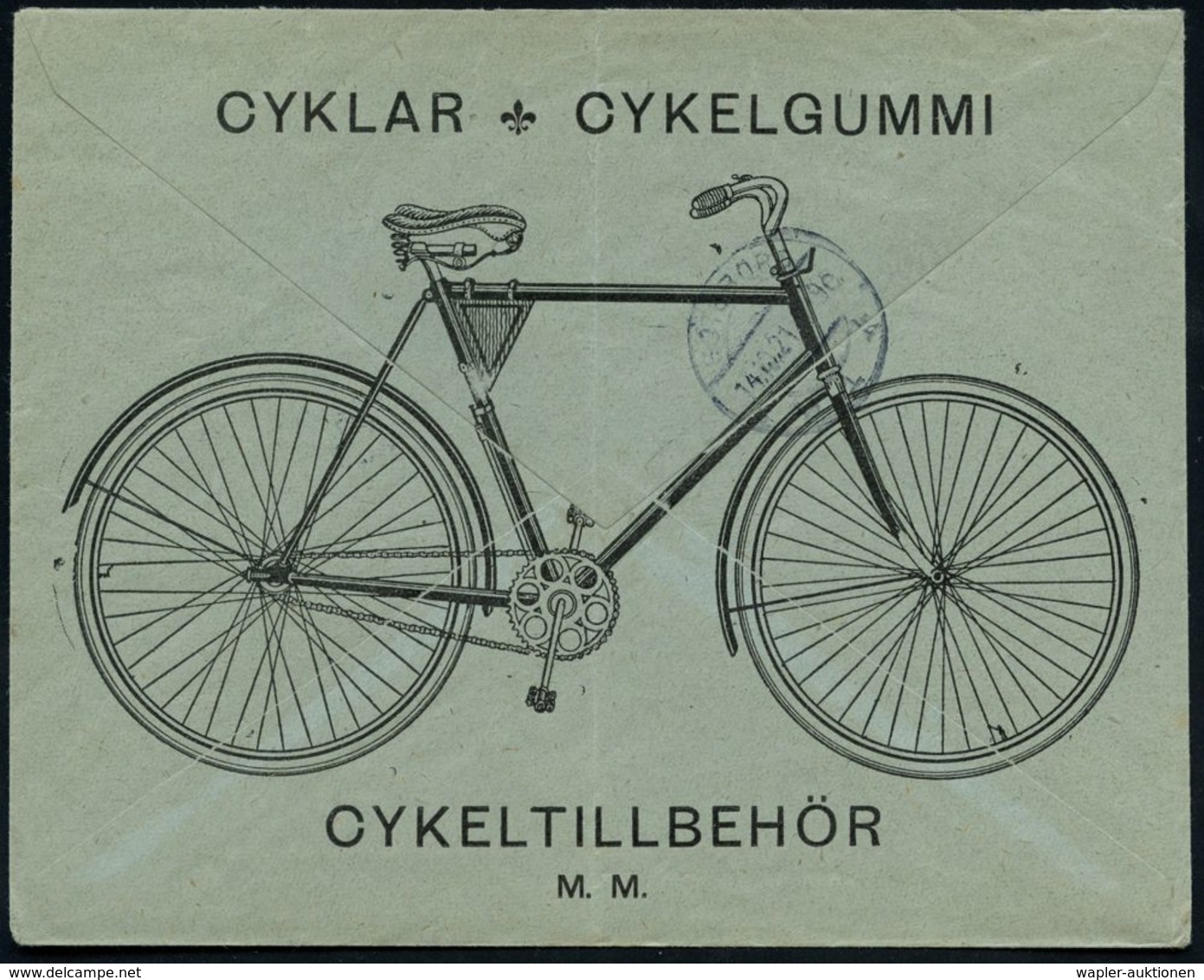 SCHWEDEN 1931 (11.10.) Reklame-Bf.: Svenska Stalbolaget Göteborg/CYCLAR.. = Rs. Fahrrad-Reklame (wie Immer Mittelfalte,  - Altri (Terra)