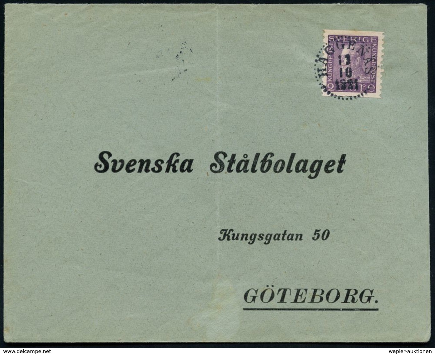 SCHWEDEN 1931 (11.10.) Reklame-Bf.: Svenska Stalbolaget Göteborg/CYCLAR.. = Rs. Fahrrad-Reklame (wie Immer Mittelfalte,  - Sonstige (Land)