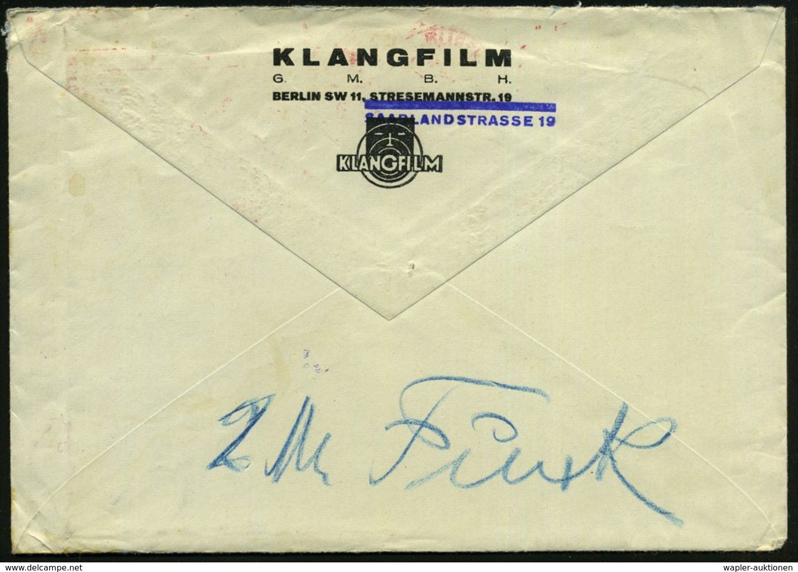 BERLIN SW/ 11/ TELEFUNKEN-/ PLATTE/ TELEFUNKEN/ KLANG-/ FILM 1935 (3.6.) AFS (2 Logi) + Inhalt: Briefbogen "Klangfilm" , - Cinema