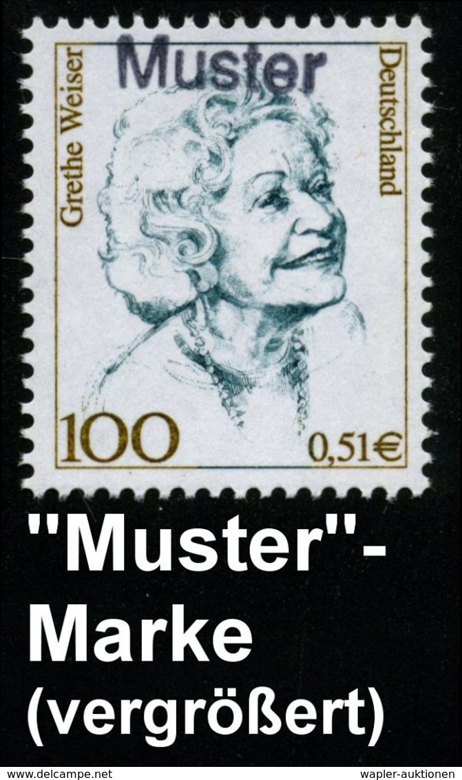 B.R.D. 2000 (Nov.) 100 Pf. Grethe Weiser Mit Amtl. Handstempel  "M U S T E R" = Film-, Bühnen-Schauspielerin, Kabarettis - Cinema