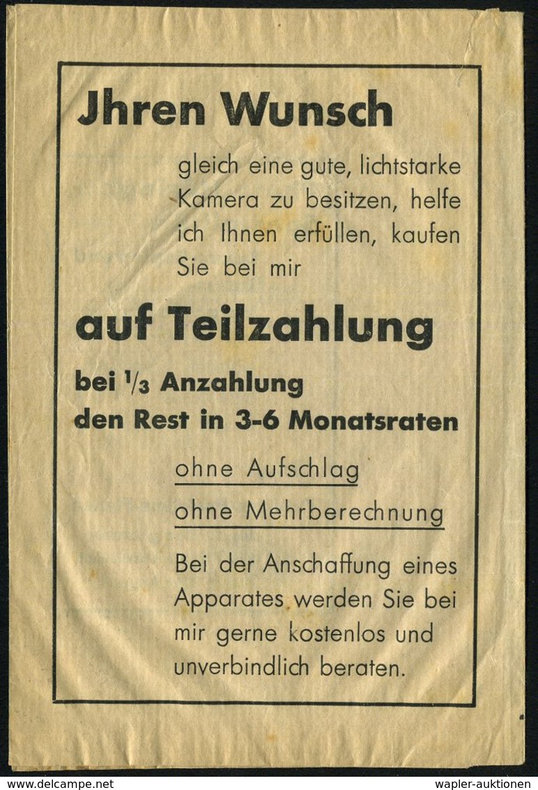 München 1930/50 Papier-Reklame-Tüte Fa. Photo Häring Mit Leica-Kamera (für Entwickelte Fotos) + Reklame-Prospekt Fa. Mar - Fotografie