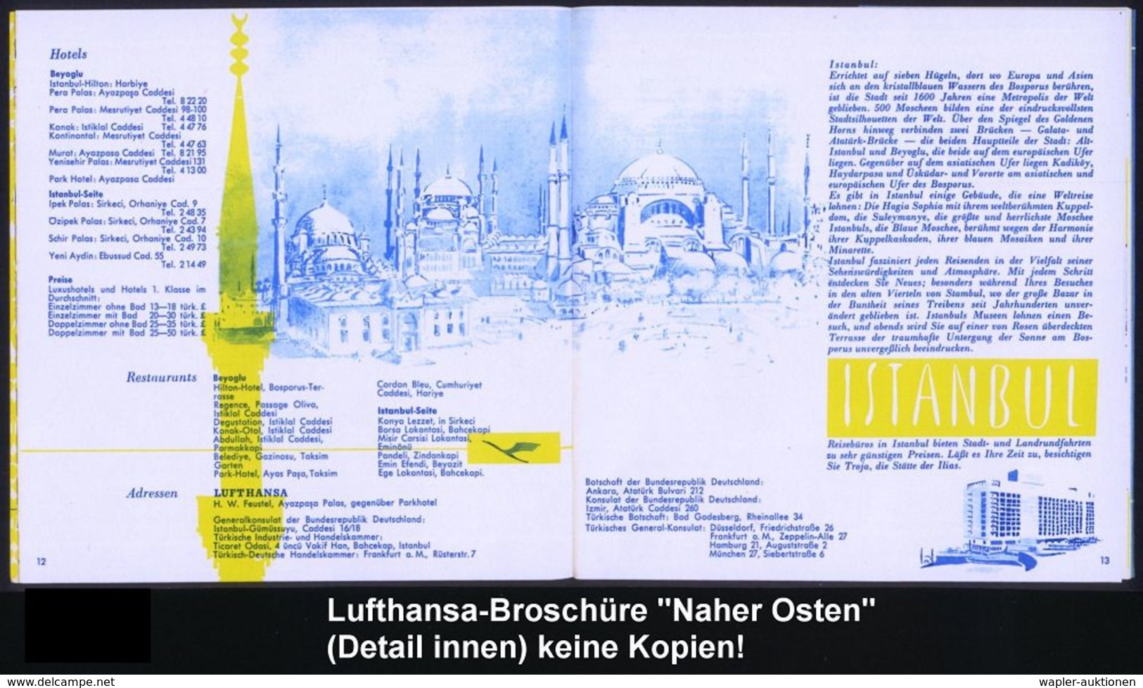 B.R.D. 1956 Reklame-Broschüre LUFTHANSA "Auf Den Karawanenstraßen Des 20. Jahrhunderts In Die Traunländer Des Orients",  - Andere (Lucht)