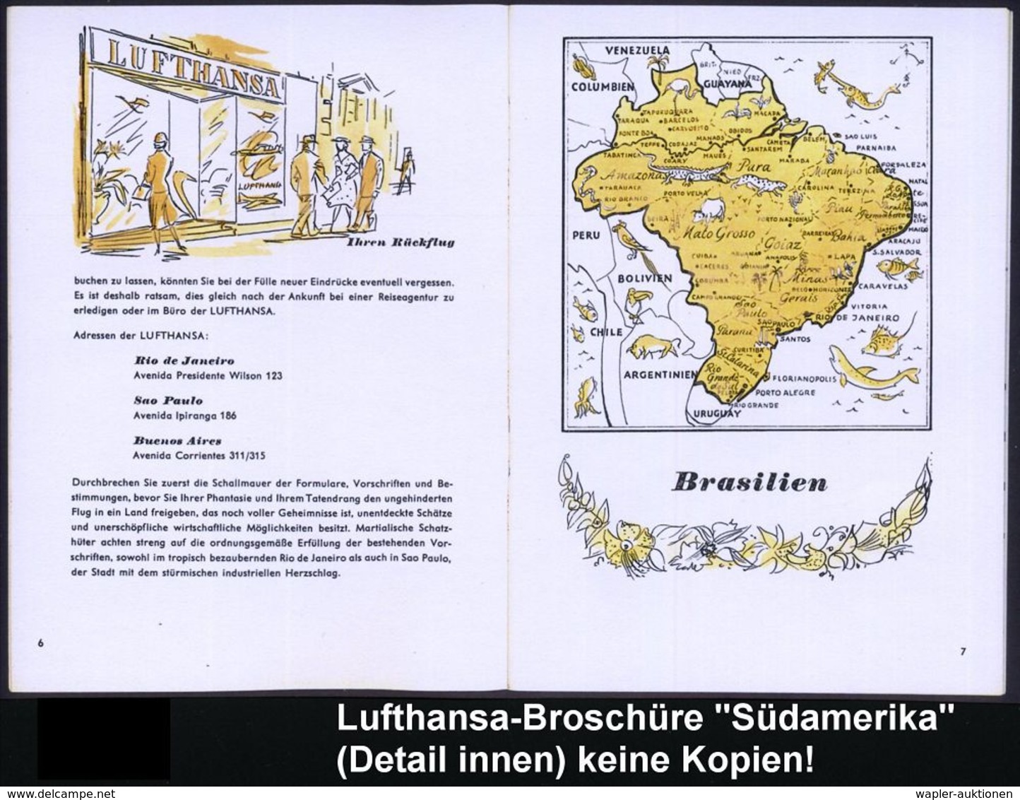 B.R.D. 1956 Reklame-Broschüre LUFTHANSA "Unter Dem Kreuz Des Südens" SÜDAMERIKA, 40 Seiten Mit Zahlreichen Textgraphiken - Sonstige (Luft)