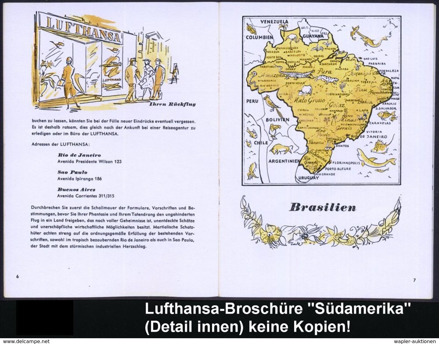 B.R.D. 1956 Reklame-Broschüre LUFTHANSA "Unter Dem Kreuz Des Südens" SÜDAMERIKA, 40 Seiten Mit Zahlreichen Textgraphiken - Andere (Lucht)
