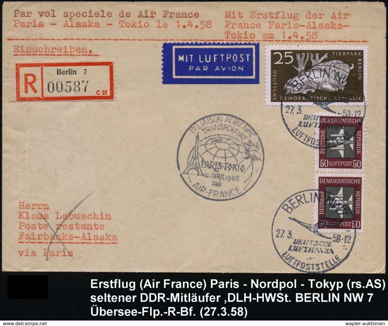 BERLIN NW 7/ DEUTSCHE/ LUFTHANSA/ LUFTPOSTLEITSTELLE 1958 (27.3./10.4.) !K-HWSt. Auf Erstflug-Zuleitung-Erstflug Airfran - Autres (Air)