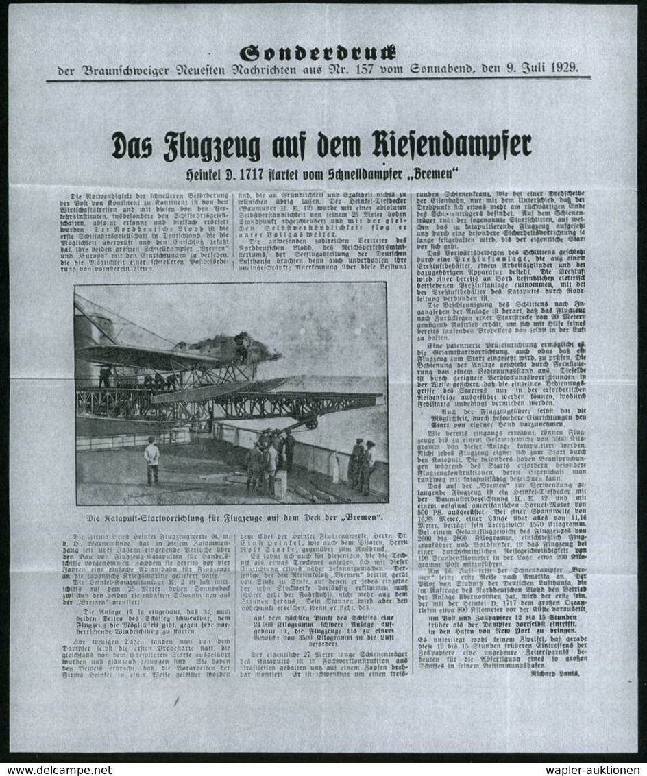 DEUTSCHES REICH 1929 (31.7.) Bordpost-Ma.BPA: Deutsch-Amerik. Seepost/Bremen - New York/D. BREMEN/N. D. L. (Fahne Rechts - Altri (Aria)