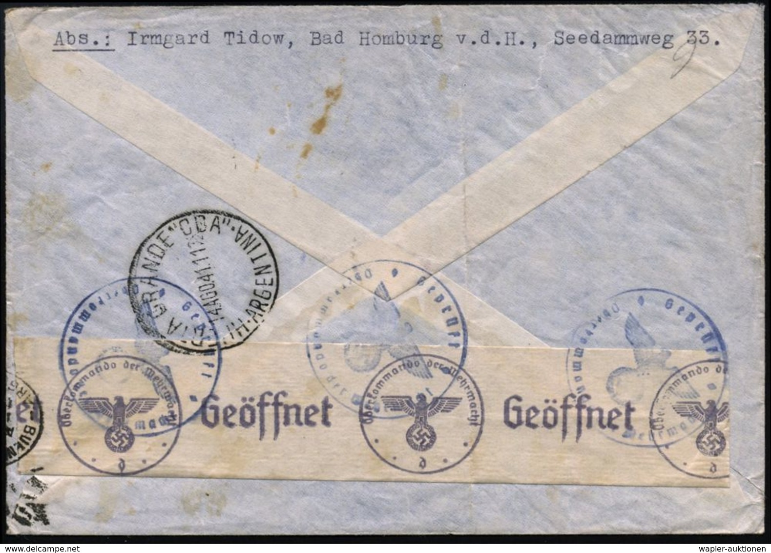 FRANKFURT (MAIN)/ 20/ Za/ SDDH 1941 (17.7.) 1K-HWSt Auf Drei-Farben-Frankatur Hindenbg. 25, 50 U. 100 Pf. = 175 Pf. (Mi. - Autres (Air)