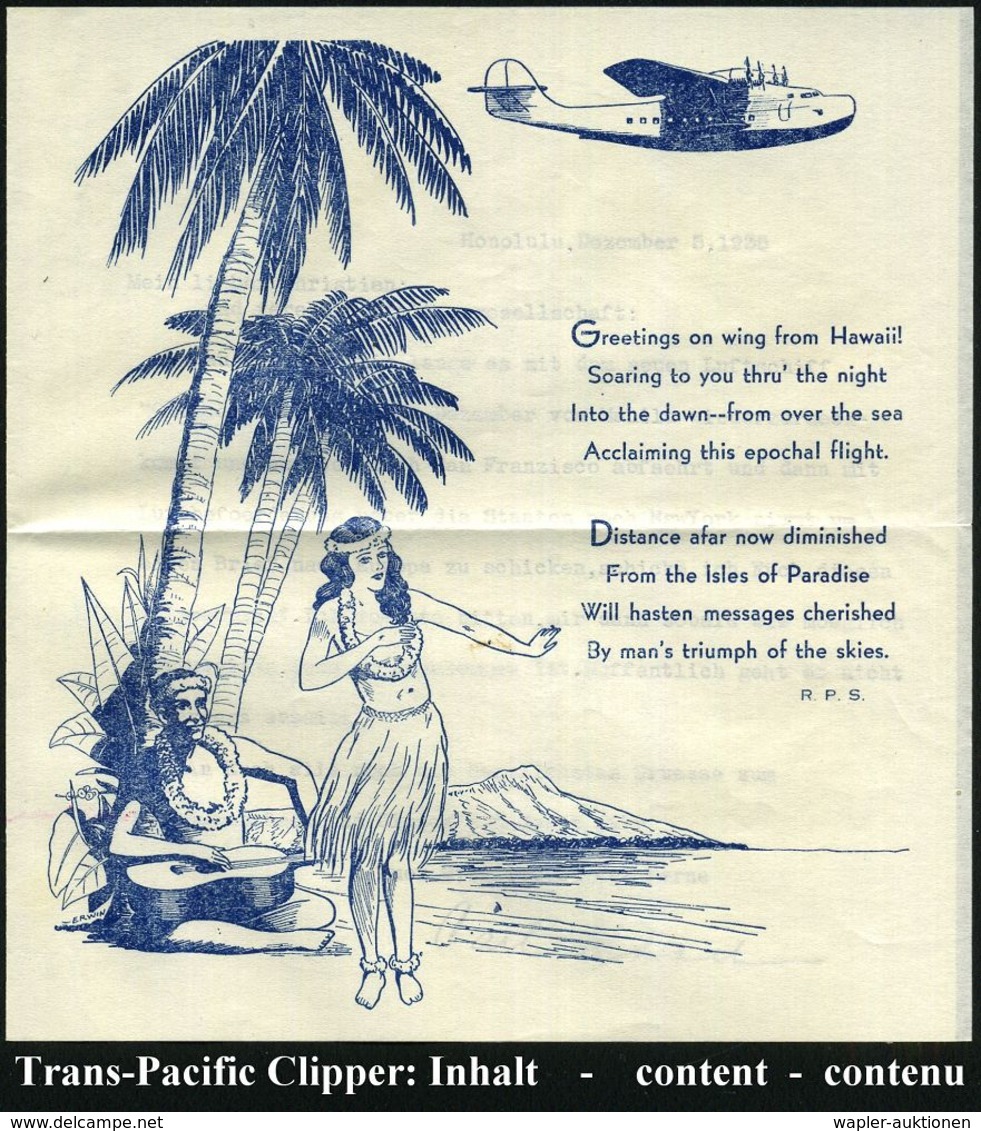 U.S.A. 1935 (5.12.) Erstflug (PAA) FAM 14: Honolulu - San Francisco (AS) 25 C. Transpacific (Mi.380 U.a.) + Viol.HdN: F. - Andere (Lucht)