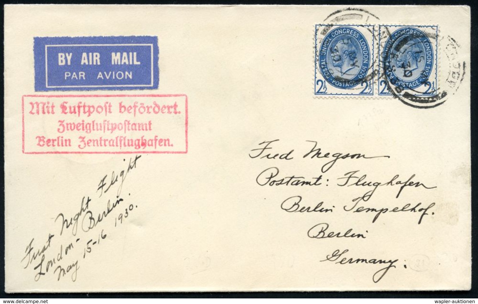 Berlin-Zentralflughafen 1930 (15.5.) Roter Ra.3: MLb/ Zweigluftpostamt/ Berlin Zentralflughafen (Mi.F 9-07 A, + 15.- EUR - Altri (Aria)