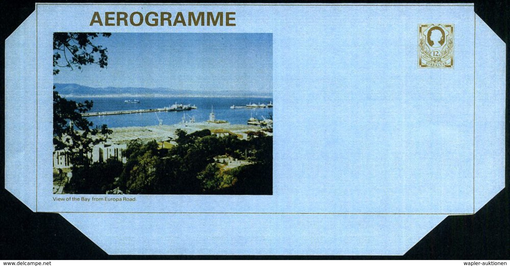 GIBRALTAR 1981 Aerogramm 12 P. Und 15 P., Je Landschaft (Hafen) Je Ungebr., 2 Belege  (Mi.LF 14-15) - - Andere (Lucht)