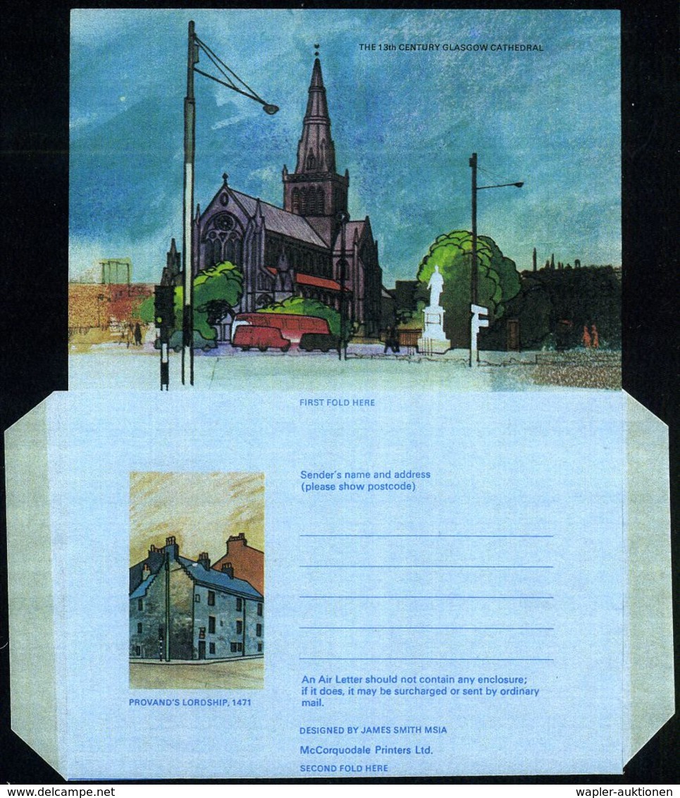 GROSSBRITANNIEN 1975 8 1/2 P. Sonder-Aerogramme "800 Jahre Schottland" = Wappen/Glasgow Kathedrale, Kidalton Cross, Edin - Andere (Lucht)