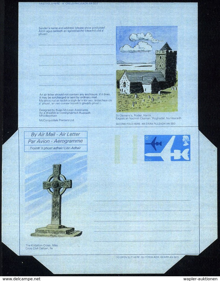 GROSSBRITANNIEN 1975 8 1/2 P. Sonder-Aerogramme "800 Jahre Schottland" = Wappen/Glasgow Kathedrale, Kidalton Cross, Edin - Andere (Lucht)